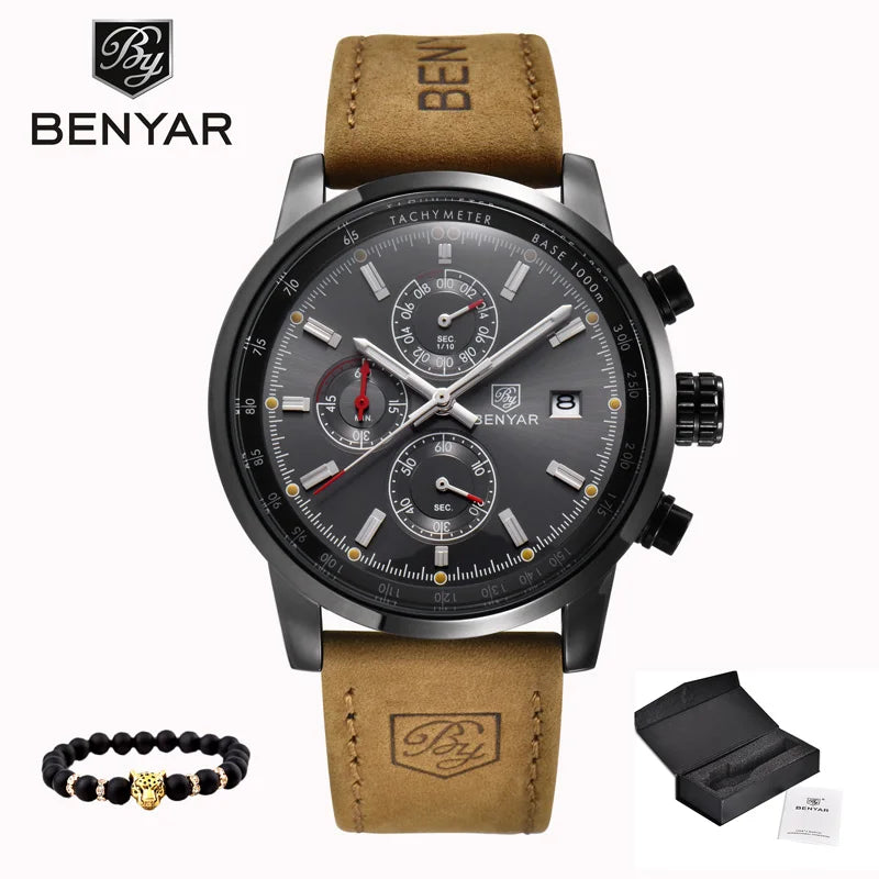 BENYAR Men'S Sports Watch Waterproof Casual Fashion Quartz Watch Business Watch Luminous Calendar Men'S Watch BY-5102M